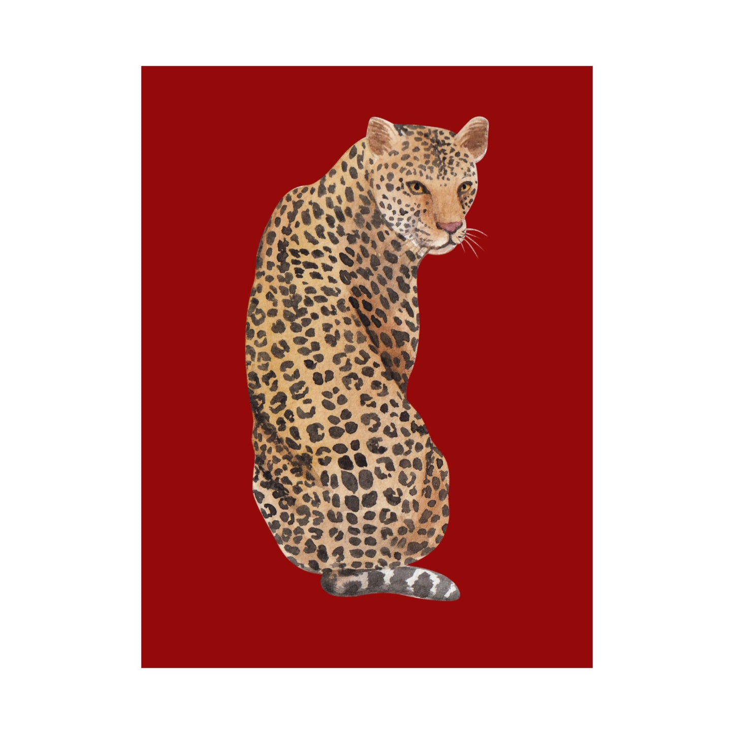 Red Leopard Vertical Wall Art